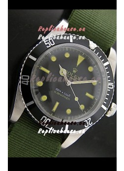 Rolex Submariner Swiss Replica Watch in Domed Crystal Green Nylon Strap