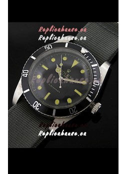 Rolex Submariner Swiss Replica Watch in Domed Crystal Grey Nylon Strap