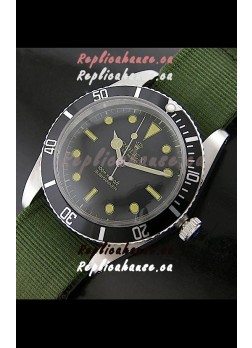 Rolex Submariner Swiss Replica Watch in Domed Crystal Green Nylon Strap