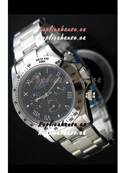 Rolex Daytona Japanese Replica Steel Watch in Black Dial