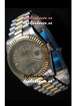 Rolex Day Date Just Japanese Replica Two Tone Gold Watch in Golden Dial