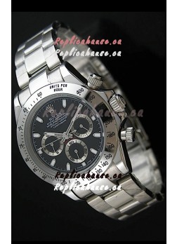 Rolex Daytona Japanese Replica Steel Watch in Black Dial