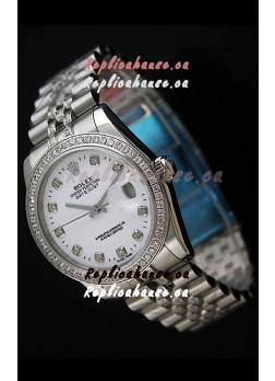 Rolex DateJust Japanese Mens Replica Silver Watch in Diamond Markers