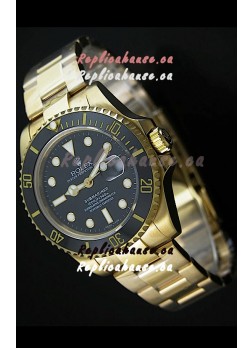 Rolex Submariner Swiss Gold Watch in Black Dial with Ceramic Bezel