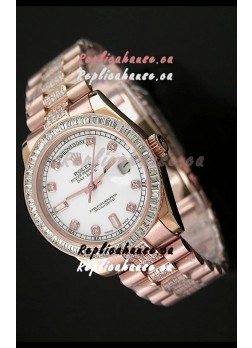 Rolex Oyster Perpetual Day Date Japanese Rose Gold Automatic Watch in Diamond Markers