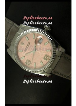 Rolex Replica Datejust Swiss Replica Watch - 37MM - Champange Dial/Grey Strap