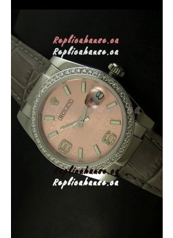 Rolex Replica Datejust Swiss Replica Watch - 37MM - Champange Dial/Grey Strap