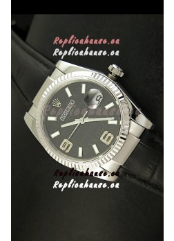 Rolex Replica Datejust Swiss Replica Watch - 37MM - Black Dial/Strap
