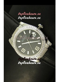 Rolex Replica Datejust Swiss Replica Watch - 37MM - Black Dial/Strap