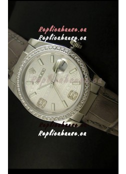 Rolex Replica Datejust Swiss Replica Watch - 37MM - Grey Dial/Strap