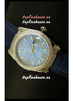 Rolex Replica Datejust Swiss Replica Watch - 37MM - Blue Dial/Strap