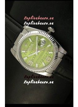 Rolex Replica Datejust Swiss Replica Watch - 37MM - Green Dial/Strap