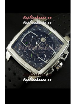 Tag Heuer Monaco Mikrograph Japanese Replica Watch in Black/Green Strap