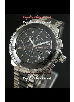 Tag Heuer Formula 1 Chronograph Swiss Replica Ceramic Ladies Watch in Black Dial