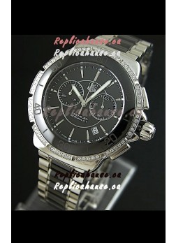 Tag Heuer Formula 1 Chronograph Swiss Replica Ceramic Ladies Watch in Diamond Bezel