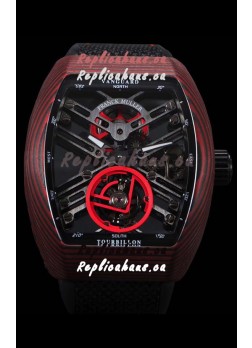 Franck Muller Vanguard Skeleton Tourbillon Red Carbon Swiss Replica Watch