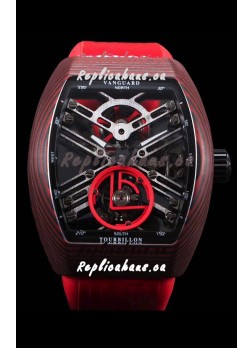 Franck Muller Vanguard Skeleton Tourbillon Red Carbon Swiss Replica Watch