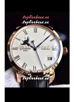 Glashuette Senator Excellence Panorama Date Moon Phase Pink Gold Swiss Watch