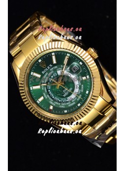 Rolex SkyDweller Swiss Watch in 18K Yellow Gold Case - DIW Edition Green Dial 