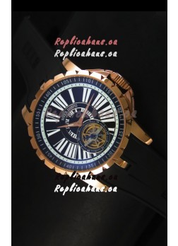 Roger Dubuis Excalibur Tourbillon Watch - Rose Gold Plating Black Dial