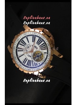Roger Dubuis Excalibur Tourbillon Watch - Rose Gold Plating White Dial