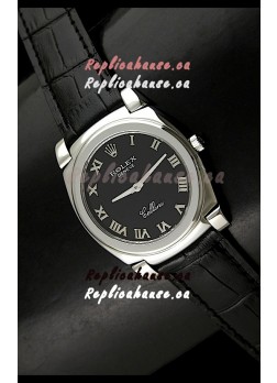 Rolex Cellini Japanese Replica Steel Watch in Black Dial