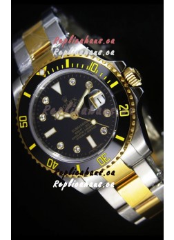 Rolex Submariner Swiss Watch in Black Dial Diamonds Hour Markers