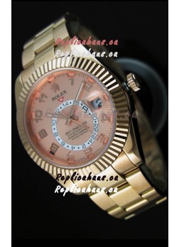Rolex Sky-Dweller 18K Rose Gold Watch in Salmon Dial Arabic Numerals