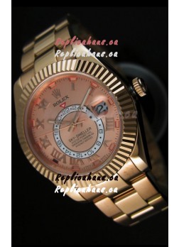 Rolex Sky-Dweller 18K Rose Gold Watch in Salmon Dial Roman Numerals