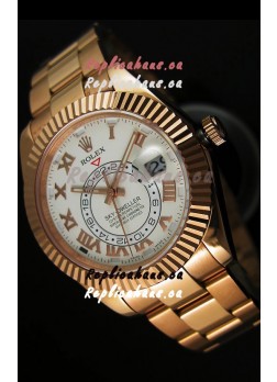 Rolex Sky-Dweller 18K Rose Gold Watch in White Dial Roman Numerals