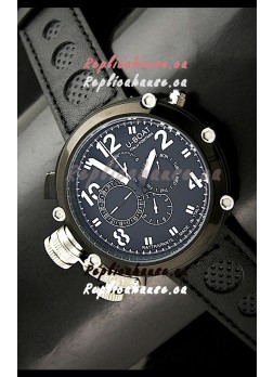 U-Boat Flightdeck Rattrapante Japanese Automatic Watch in Black Dial