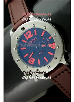 U Boat U-42 Diver Titanium Swiss Watch in Red Markers