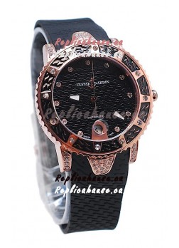Ulysse Nardin Diver Pink Gold Watch in Black Dial