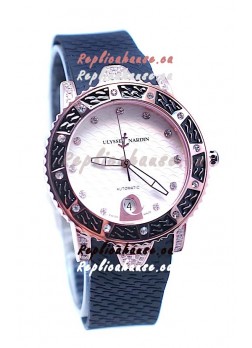 Ulysse Nardin Diver Pink Gold Watch in White Dial