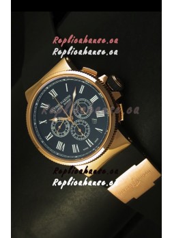 Ulysse Nardin Marine Chronograph Rose Gold Black Roman Black Dial - 1:1 Mirror Replica