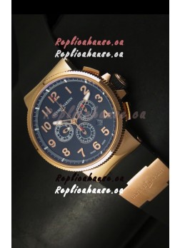 Ulysse Nardin Marine Chronograph Rose Gold Black Arabic Black Dial - 1:1 Mirror Replica