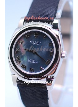 Rolex Cellini Cestello Ladies Swiss Watch in Black Pearl Face