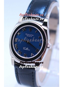 Rolex Cellini Cestello Ladies Swiss Blue Watch in Roman Markers