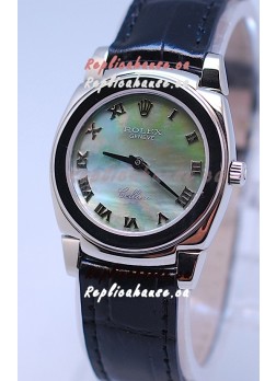 Rolex Cellini Cestello Ladies Swiss Watch in Green Pearl Face