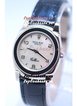 Rolex Cellini Cestello Ladies Swiss Watch in White Pearl Face